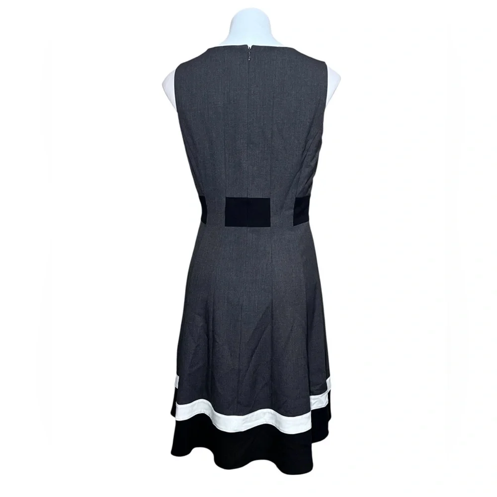 Calvin Klein dress sz 8 gray/White A-line knee length office church - Picture 4 of 6